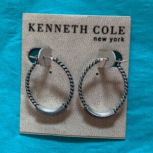 VINTAGE 90s Kenneth Cole New York Silver Hoop Earrings